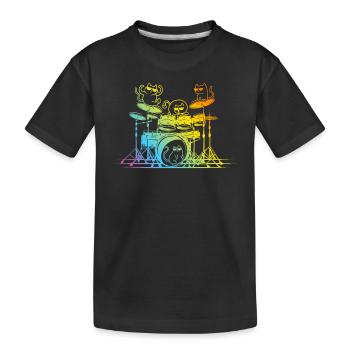 Drum Set Player Cats - Drôle de batteur Cats - T-shirt bio Premium Enfant - noir - Devant