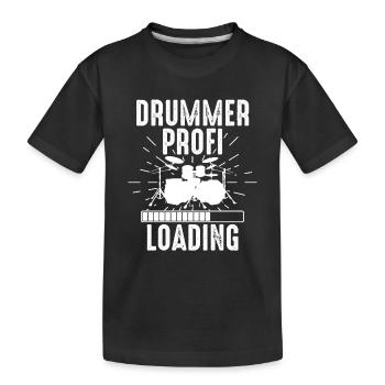 Drummer Profi Loading - Joueur de batterie drôle de batteur - T-shirt bio Premium Enfant - noir - Devant