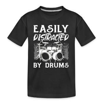 Drummer Musician Drums - Facilement distrait par Drum - T-shirt bio Premium Enfant - noir - Devant