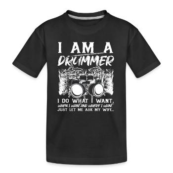 Drôle de batteur Batteur Musicien Joueur de tambour - T-shirt bio Premium Enfant - noir - Devant