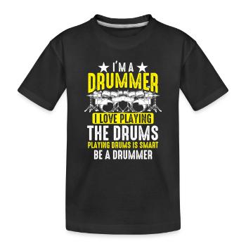 Je suis batteur J’adore jouer de la batterie - Batteur - T-shirt bio Premium Enfant - noir - Devant