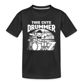 Birthday Drummer Boy - This Cute Drummer Is 7 Year - Kinder Premium Bio T-Shirt - Schwarz - Vorne