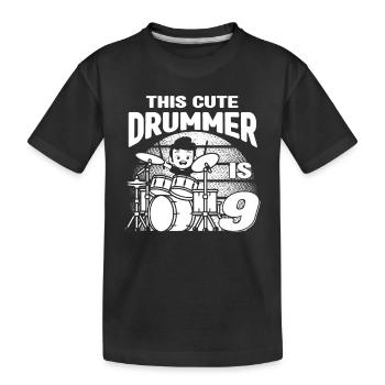 Birthday Drummer Boy - This Cute Drummer Is 9 Year - Kinder Premium Bio T-Shirt - Schwarz - Vorne