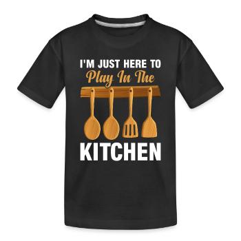 Je suis juste ici pour jouer dans la cuisine Chef Kitchen - T-shirt bio Premium Enfant - noir - Devant