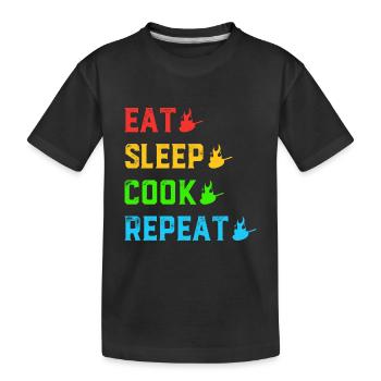Manger Dormir Cuire Répéter Griller Barbecue Cuisson Un - T-shirt bio Premium Enfant - noir - Devant