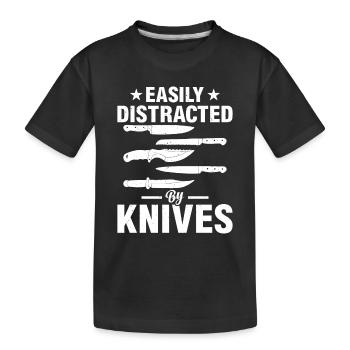Facilement distrait par les couteaux Chefs Outils Chef cuisinier - T-shirt bio Premium Enfant - noir - Devant