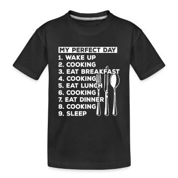 Ma journée parfaite Réveil Cuisine Food Lover Cuisine - T-shirt bio Premium Enfant - noir - Devant