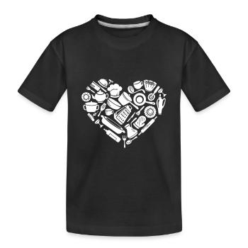 Matériel de cuisson Coeur Outils de cuisine Chef de cuisine - T-shirt bio Premium Enfant - noir - Devant