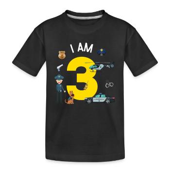 I am 3 - US Police - Kids' Premium Organic T-Shirt - black - Front
