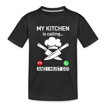 Ma cuisine m’appelle et je dois aller chef de cuisine C - T-shirt bio Premium Enfant - noir - Devant