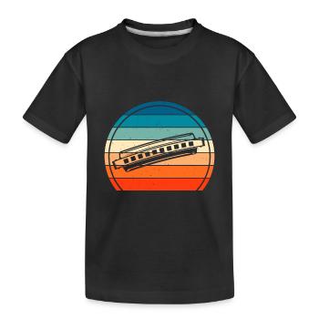 Sunset And Harmonica Harmonicist Music Instrument - Kinder Premium Bio T-Shirt - Schwarz - Vorne