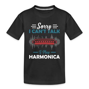Sorry I Cant Talk I Play Harmonica Harmonica Play - Kinder Premium Bio T-Shirt - Schwarz - Vorne