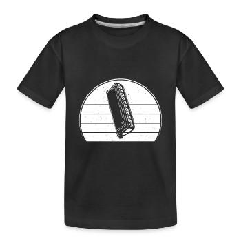 Retro Sunset Design The Harmonicist Music Playing - Kids' Premium Organic T-Shirt - black - Front