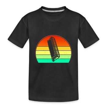 Retro Sunset Design The Harmonica Lover Harmonica - Kinder Premium Bio T-Shirt - Schwarz - Vorne
