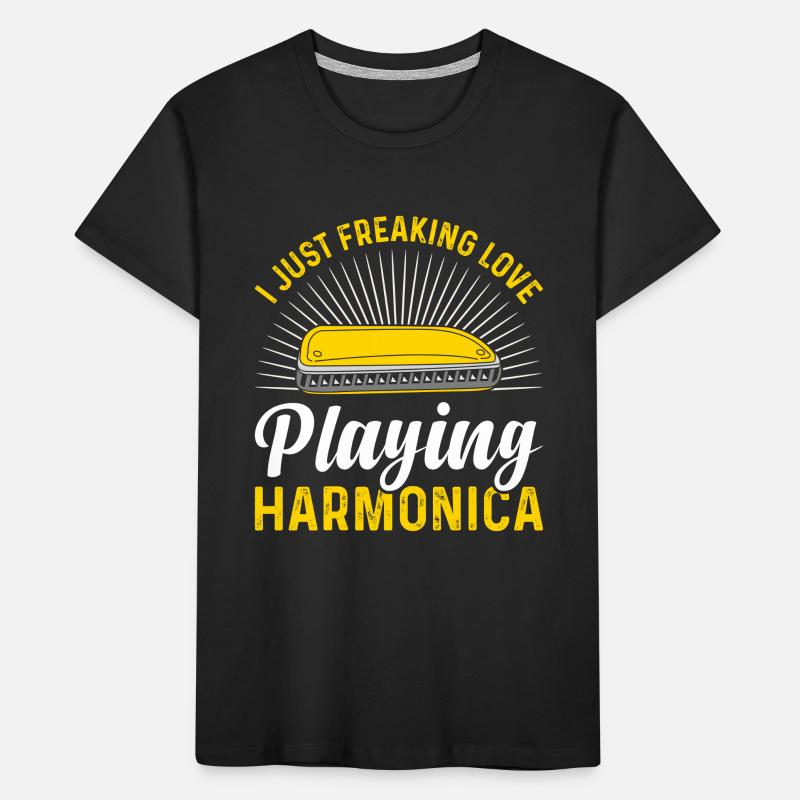 I Just Freaking Love Playing Harmonica Harmonicist Kinder Premium Bio T-Shirt