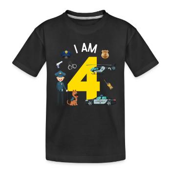 I am 4 - US Police - Kids' Premium Organic T-Shirt - black - Front