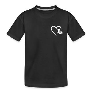Dog Puppy and Baby Cat Heart Animal Dog & Cat Hear - Kinder Premium Bio T-Shirt - Schwarz - Vorne