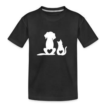 Animal Dog & Cat Heart Dog Puppy & Baby Cat Puppy - Kinder Premium Bio T-Shirt - Schwarz - Vorne