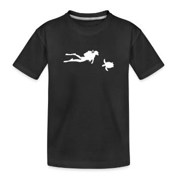 Free Diving with Turtle - Underwater Diving Diver - Kids' Premium Organic T-Shirt - black - Front