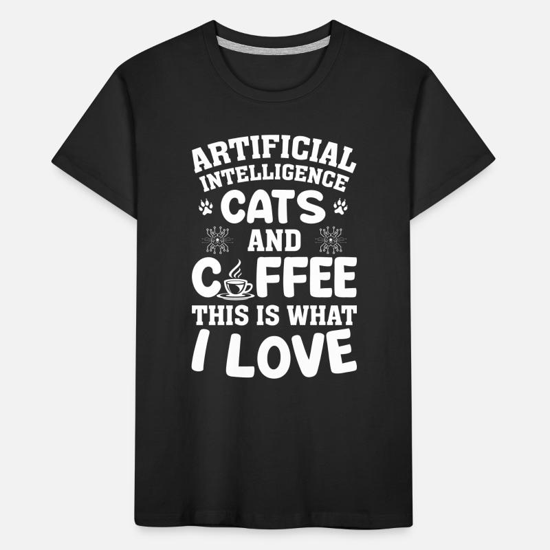 Artificial Intelligence Cats And Coffee - Artifici Kinder Premium Bio T-Shirt