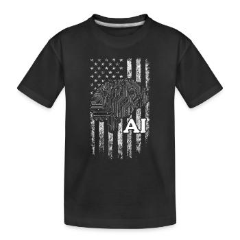 AI US Flag Artificial Intelligence - Kinder Premium Bio T-Shirt - Schwarz - Vorne