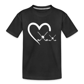 Golfing Heart Golfer Golf Player Golfer Heart - Kinder Premium Bio T-Shirt - Schwarz - Vorne