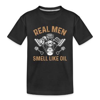 Car Mechanic Real Men Smell Like Oil - Funny Mecha - Kinder Premium Bio T-Shirt - Schwarz - Vorne
