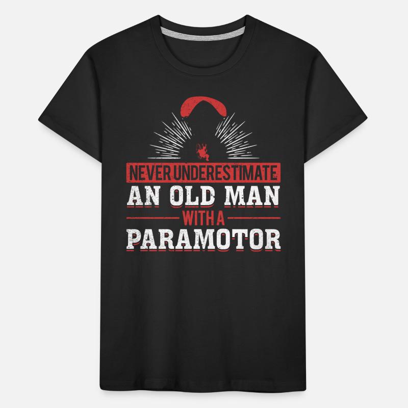 Powered Paraglider Old Man With A Paramotor Kids' Premium Organic T-Shirt