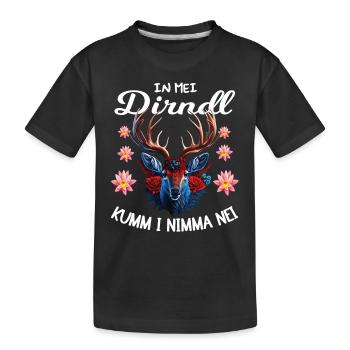 Trachtenshirt Damen In mei Dirndl kumm i nimma nei - Kinder Premium Bio T-Shirt - Schwarz - Vorne