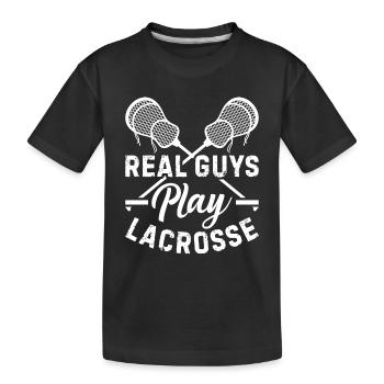 Joueur de crosse - De vrais gars jouent à la crosse - T-shirt bio Premium Enfant - noir - Devant