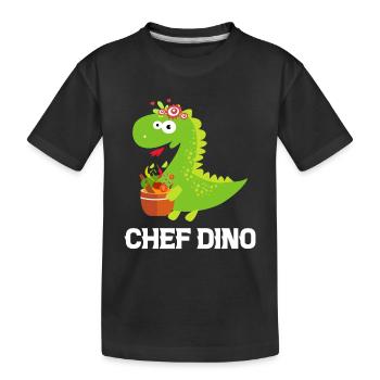 Chef Dino Kitchen Cook & Dinosaur Lover Kitchen Co - Kinder Premium Bio T-Shirt - Schwarz - Vorne