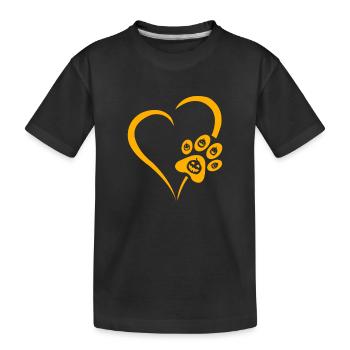 Halloween Dog Paw Prints - Halloween Dog Paw Heart - Kids' Premium Organic T-Shirt - black - Front