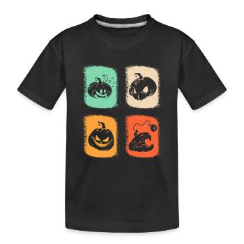 Funny Halloween Pumpkins Retro Halloween Pumpkin - Kids' Premium Organic T-Shirt - black - Front