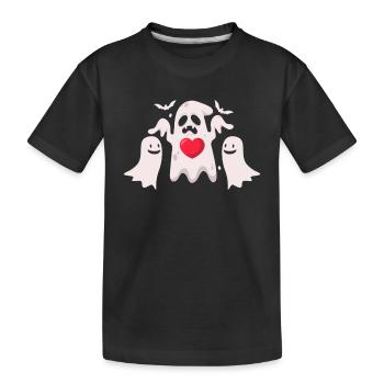 Halloween Ghost Heart Ghost Funny Halloween Ghosts - Kids' Premium Organic T-Shirt - black - Front