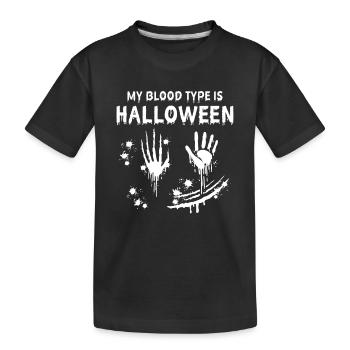Drôle d’Halloween - Mon groupe sanguin est Halloween - T-shirt bio Premium Enfant - noir - Devant