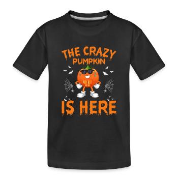 Drôle de citrouille d’Halloween - La citrouille folle est elle - T-shirt bio Premium Enfant - noir - Devant