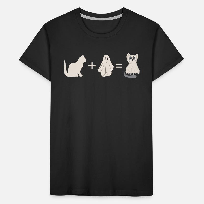 Funny Halloween Cat + Ghost = Ghost Cat Kinder Premium Bio T-Shirt