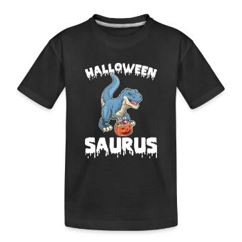 Dinosaure d’Halloween avec citrouille Halloween Saurus - T-shirt bio Premium Enfant - noir - Devant