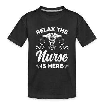 Relax The Nurse Is Here - Registered Nurse Hospita - Kids' Premium Organic T-Shirt - black - Front