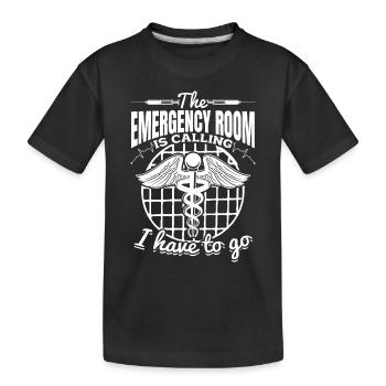 Emergency Nurse - The Emergency Room Is Calling I - Kids' Premium Organic T-Shirt - black - Front