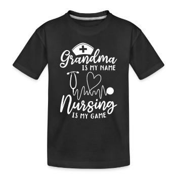 Grand-mère, c’est mon nom, les soins infirmiers, c’est mon jeu - Nurse Gran - T-shirt bio Premium Enfant - noir - Devant