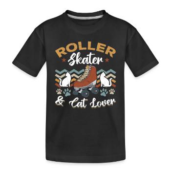 Roller Skating Roller Skater & Cat Lover - Kids' Premium Organic T-Shirt - black - Front