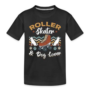 Roller Skating Roller Skater & Dog Lover - Kids' Premium Organic T-Shirt - black - Front