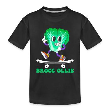 Skateboarder Brocc Ollie - Funny Skateboarding Bro - Kids' Premium Organic T-Shirt - black - Front