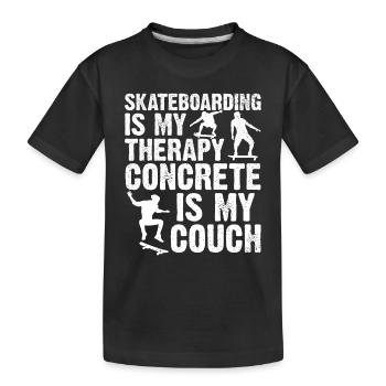 Skatepark Skateboarding Is My Therapy Concrete Is - Kinder Premium Bio T-Shirt - Schwarz - Vorne