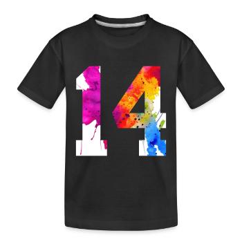 NUMMER 14 JAHRE ALT 14. GEBURTSTAG - Kinder Premium Bio T-Shirt - Schwarz - Vorne