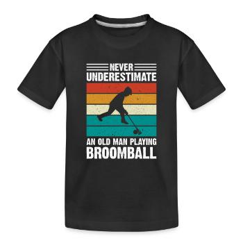 Broomball - Never Underestimate An Old Man Playing - Kinder Premium Bio T-Shirt - Schwarz - Vorne
