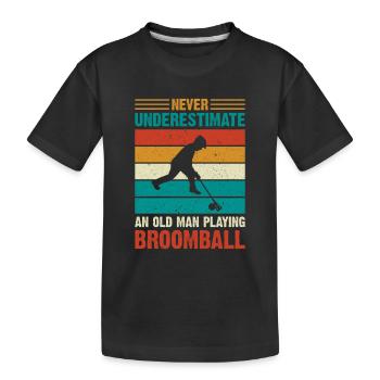 Broomball Grand-père Joueur de ballon-balai - T-shirt bio Premium Enfant - noir - Devant