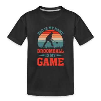 Papa est mon nom Le ballon-balai est mon jeu - Broomball Pl - T-shirt bio Premium Enfant - noir - Devant