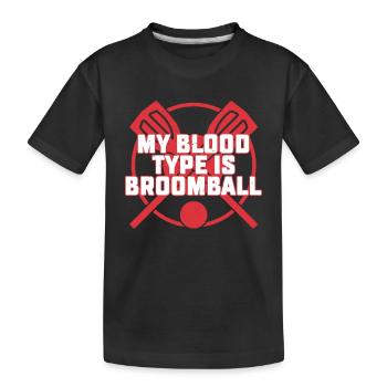 Funny Broomball - Mon groupe sanguin est Broomball - T-shirt bio Premium Enfant - noir - Devant